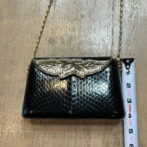 Sasha vintage purse, black with gold tones and rhinestones.